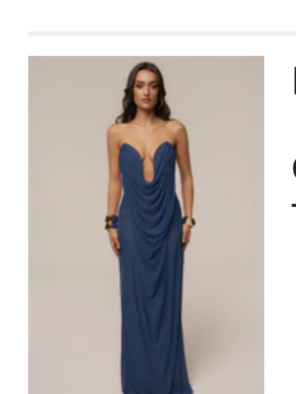 JLUXLABEL Strapless Navy Blue Draped Gown from Yacht collection.